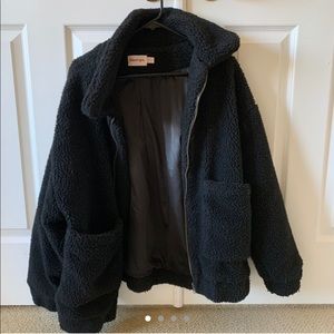 Showpo black teddy coat